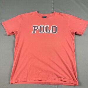 Vintage POLO RALPH LAUREN Spell Out T Shirt 2000s Red Large